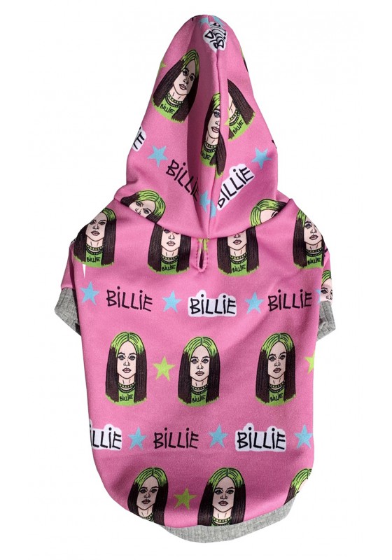 Billie dog hoodie (pink), parody dog hoodie, celebrity dog clothes