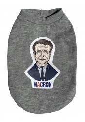 Macron dog T-shirt, parody dog clothes, political pet clothes