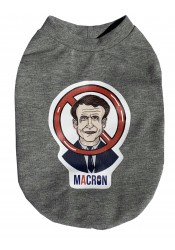 Stop Macron dog t-shirt, parody dog clothes, political pet clothes