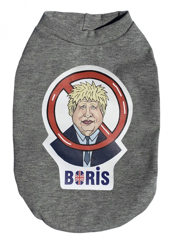 Stop Boris dog t-shirt, parody dog clothes, political pet clothes