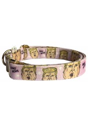 Trump dog collar, quick release collar, safety dog collar, pink textile dog collar, printed political dog collar