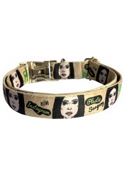 Kim-Money dog collar, quick release collar, safety textile dog collar, printed celebrity dog collar