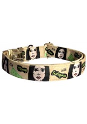 Kim-Money dog collar, quick release collar, safety textile dog collar, printed celebrity dog collar