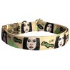 Kim-Money dog collar, quick release collar, safety textile dog collar, printed celebrity dog collar