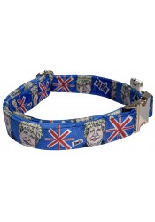 Boris Johnson dog collar, quick release collar, blue safety textile dog collar, printed political dog collar