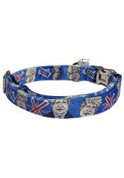 Boris Johnson dog collar, quick release collar, blue safety textile dog collar, printed political dog collar