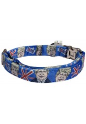 Boris Johnson dog collar, quick release collar, blue safety textile dog collar, printed political dog collar