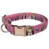 Billie Eilish dog collar, quick release collar, safety collar, pink textile collar, printed celebrity dog collar