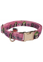 Billie Eilish dog collar, quick release collar, safety collar, pink textile collar, printed celebrity dog collar