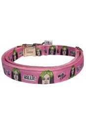 Billie Eilish dog collar, quick release collar, safety collar, pink textile collar, printed celebrity dog collar