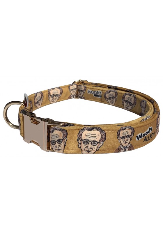 Woody Allen dog collar, quick release collar, safety textile collar, celebrity dog collar, printed dog collar