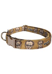 Woody Allen dog collar, quick release collar, safety textile collar, celebrity dog collar, printed dog collar