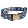 Bill Gates dog collar, quick release collar, blue textile collar, printed celebrity dog collar