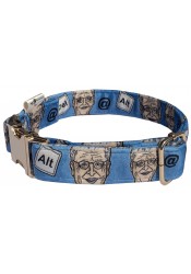 Bill Gates dog collar, quick release collar, blue textile collar, printed celebrity dog collar