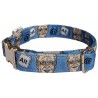 Bill Gates dog collar, quick release collar, blue textile collar, printed celebrity dog collar