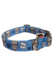 Bill Gates dog collar, quick release collar, blue textile collar, printed celebrity dog collar