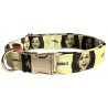 Kamala dog collar, quick release collar, safety textile collar, yellow dog collar, printed political dog collar