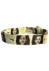 Kamala dog collar, quick release collar, safety textile collar, yellow dog collar, printed political dog collar