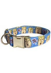 Trump dog collar, quick release collar, safety collar, blue textile dog collar, printed political dog collar