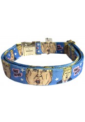 Trump dog collar, quick release collar, safety collar, blue textile dog collar, printed political dog collar