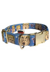 Trump dog collar, quick release collar, safety collar, blue textile dog collar, printed political dog collar