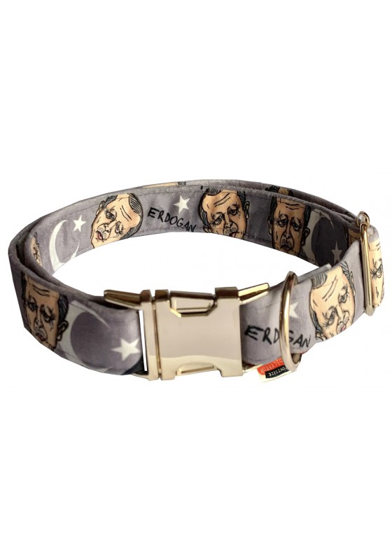 Erdogan dog collar, quick release collar, safety textile collar, political dog collar