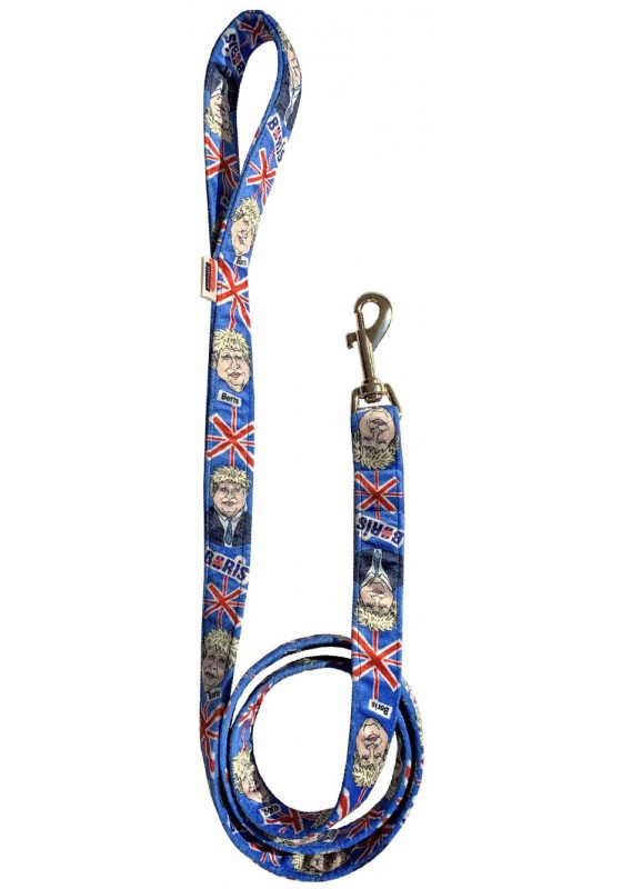 Boris Johnson dog leash, blue dog leash, printed textile leash, political dog leash