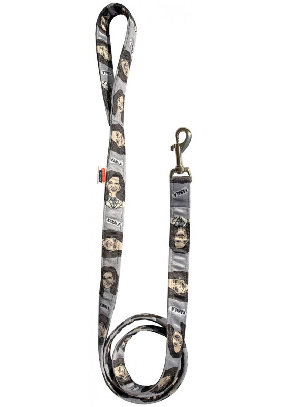 Kamala dog leash, parody dog leash, grey printed pet leash, political textile leash