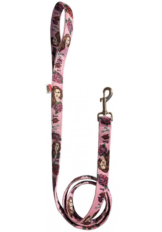 Lana del Rey dog leash, pink textile leash, funny dog leash, printed pet leash, celebrity dog leash