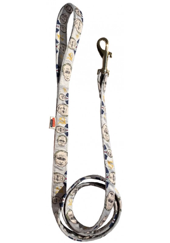 Putin dog leash, grey textile leash, funny dog leash, printed dog leash, political dog leash