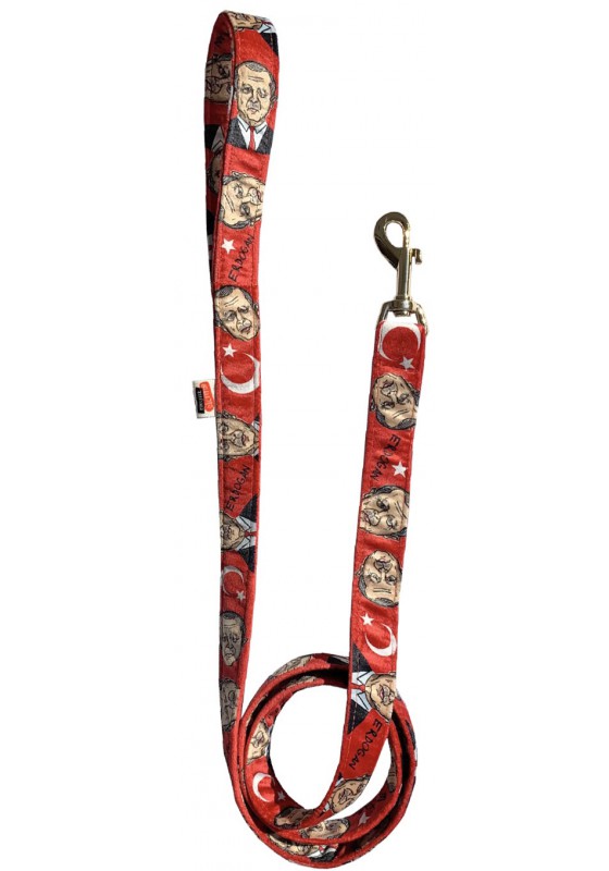 Erdogan dog leash, parody dog leash, printed dog leash, red dog leash, political dog leash